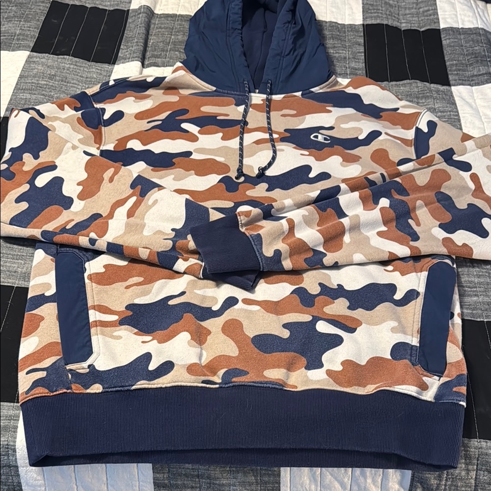Champion Blue and Brown Camouflage Sweatshirt
